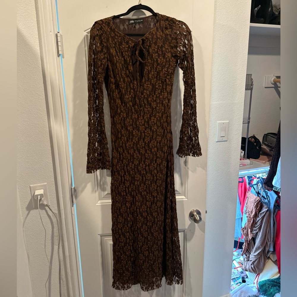 Brown Lace Maxi Dress